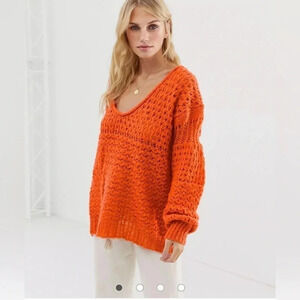 Free People Sweaters Free People Crashing Waves Orange Pullover Sweater